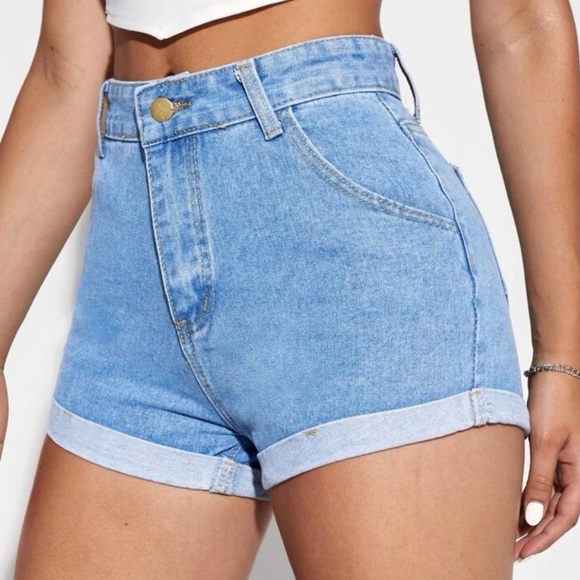 SHEIN | rolled hem denim shorts | size S :) - Picture 1 of 8